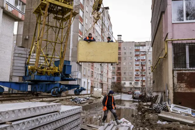 ukrayna'da bir inşaat. 