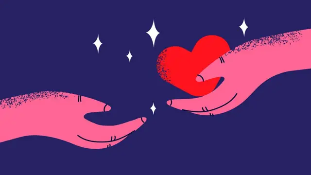 손에서 손으로 하트를 넘겨주고 있는 이미지