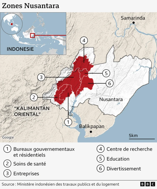 Carte de la zone de Nusantara