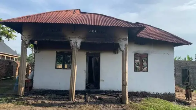 Un bâtiment incendié à l'école de Mpondwe, en Ouganda - 18 juin 2023