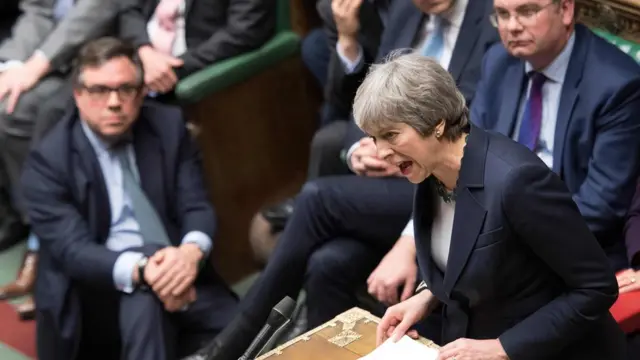 UK Prime Minister Theresa May speaking in the House of Commons.