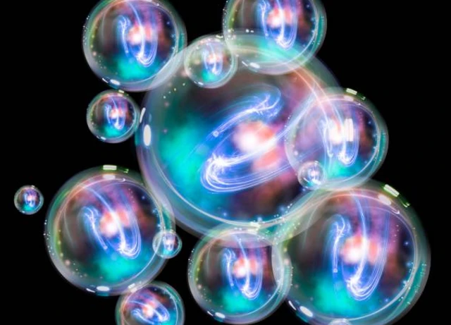 ฟองสีฟ้ามีดาราจักรข้างใน 