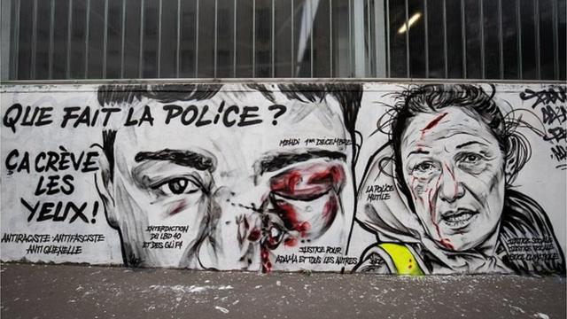 Graffiti criticising the police in France