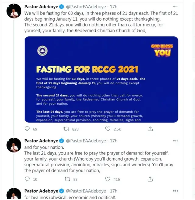 Ikede ti Adeboye se lori ayelujara