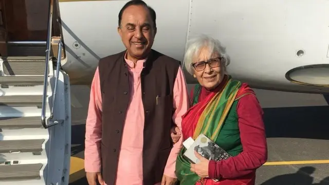 સુબ્રમણિયન સ્વામી તેમના પત્ની સાથે