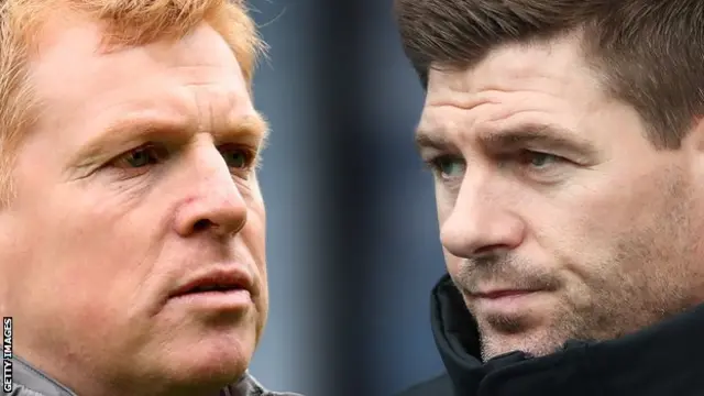 Le patron du Celtic Neil Lennon et son homologue des Rangers Steven Gerrard