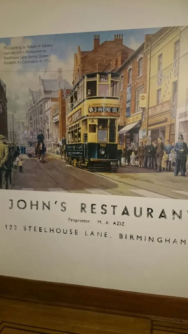 শিল্পীর তুলিতে বার্মিংহামের স্টিল হাউস লেন এবং 'জন'স রেস্টুরেন্ট' যেটি বার্মিংহামের প্রথম কারি হাউস