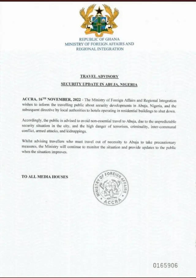 Ghana travel advisory
