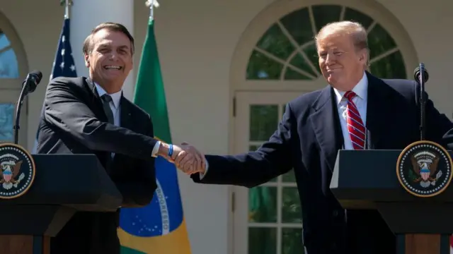 El presidente estadounidense Donald Trump y el presidente brasileño Jair Bolsonaro en gla Casa Blanca el 19 de marzo de 2019 en Washington, D.C.