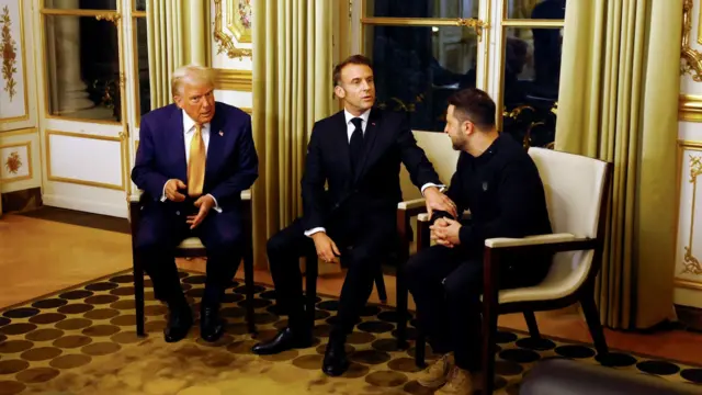 Встреча Трампа с Зеленским и президентом Франции Макроном в Париже в декабре 2024 года