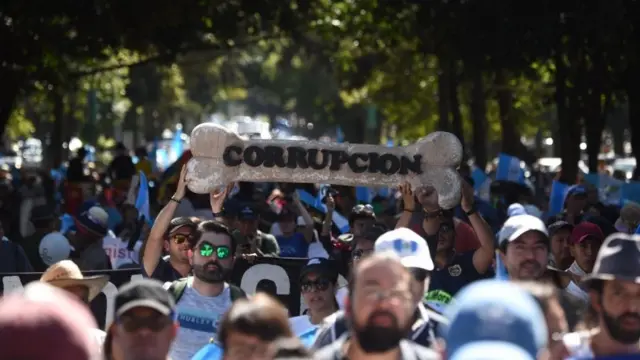Protesta contra la corrupción en Guatemala.