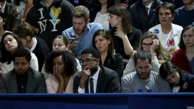 Des partisans d'Hillary Clinton, ce 9 novembre 2016, à New York, lors de l'annonce des résultats