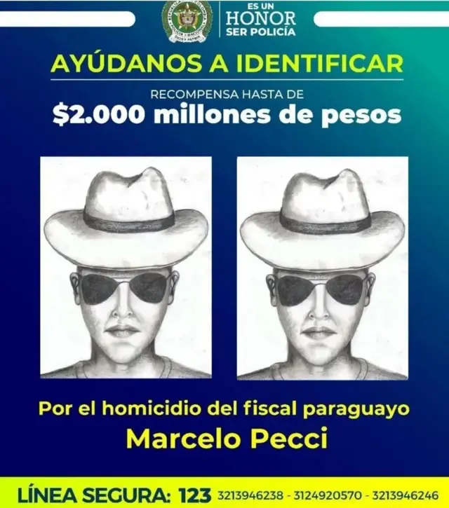 Retrato hablado del presunto asesino del fiscal paraguayo Marcelo Pecci