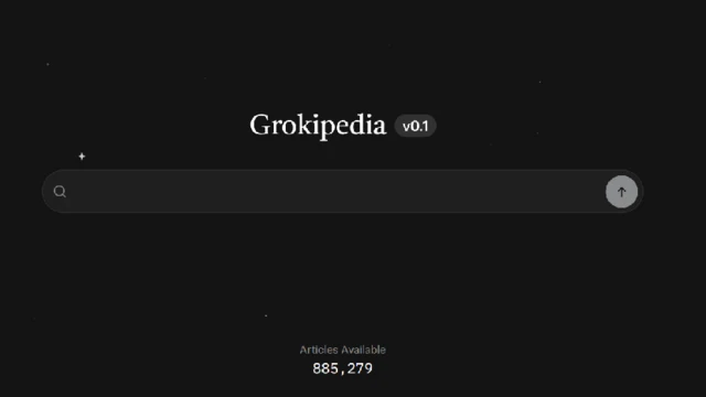Стартовая страница Грокипедии: название белыми буквами на черном фоне