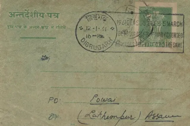 India, Cencus, Postcard, Stamp, Nation, People