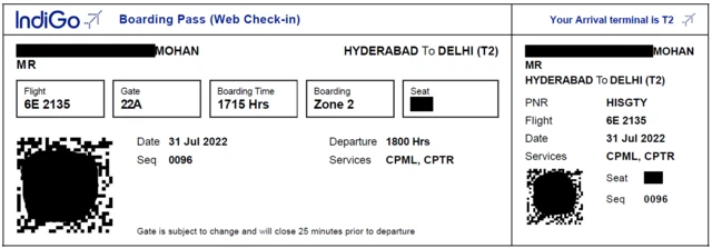 ఇండిగో బోర్డింగ్ పాస్
