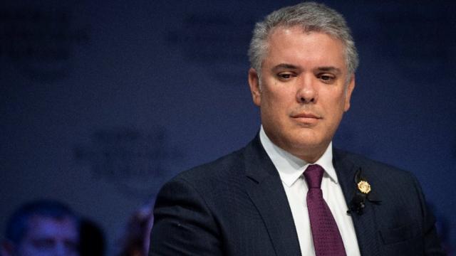 The Colombian president, Ivan Duque, at the Davos Forum