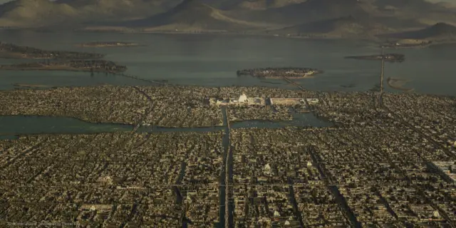 Una visualización panorámica de Tenochtitlan