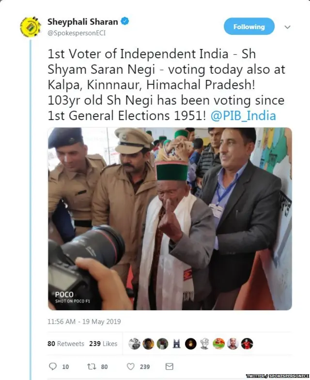 श्याम सरण नेगी यांनी मतदान केलं