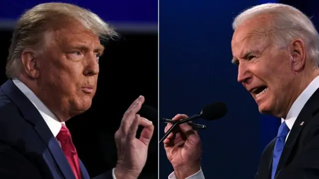 Donald Trump e Joe Bidenmelhores jogos multiplayer pcmontagem frente a frente