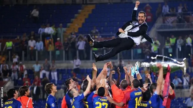 بيب غوارديولا المدير الفني لمانشستر سيتي في طريقه لتحقيق رقم قياسي في أوروبا