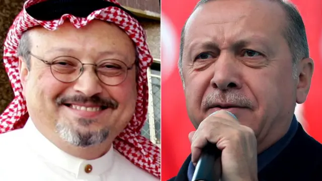 Picha ya Jamal Khashoggi na Recep Tayyip Erdogan