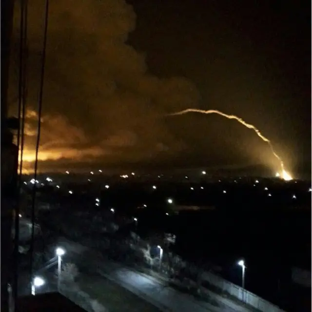 Траєкторія від розриву снарядів