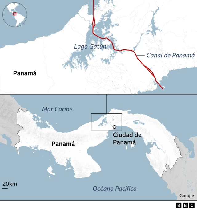 Mapa del Canal de Panamá