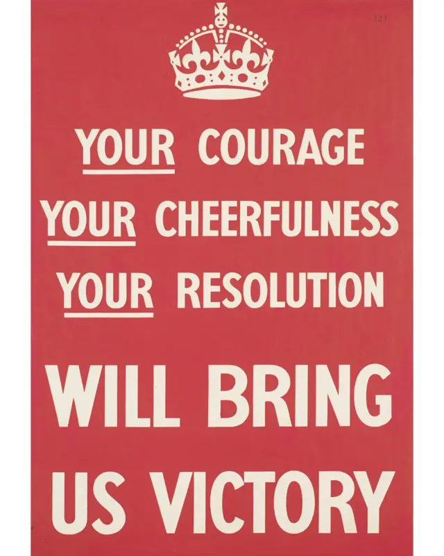 Британський плакат з написом англійською "Ваша сміливість, ваш оптимізм, ваша рішучість принесуть нам перемогу" 
