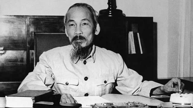 Photo en noir et blanc de Ho Chi Minh