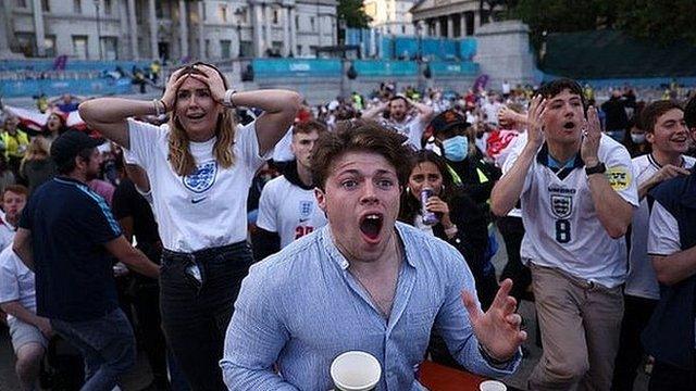 England fans react during the Euro 2020 game against Ukraine