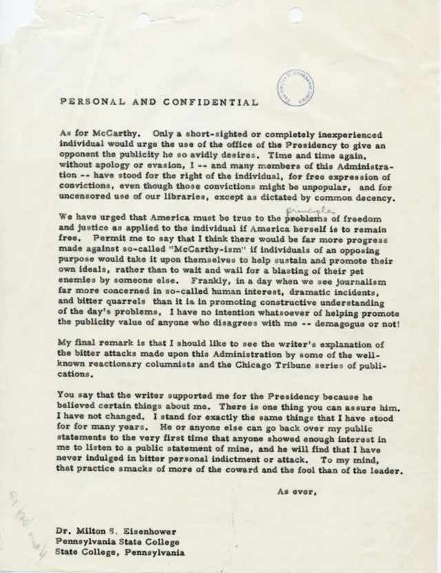 Uma carta de Eisenhower a seu irmão