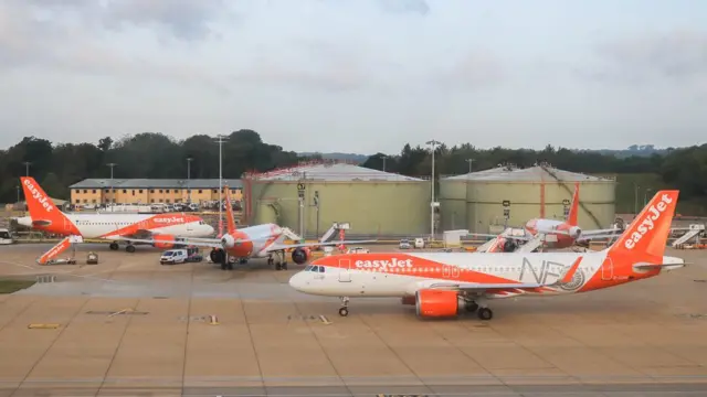 Gatwick Havaalanı'ndaki Easyjet uçakları