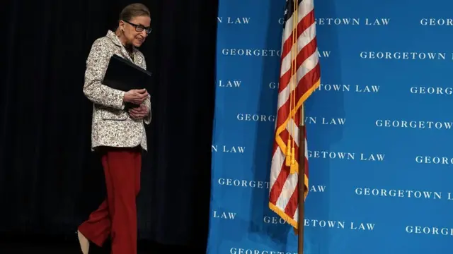US Supreme Court Justice Ruth Bader Ginsburg arrives at a lecture 26 September, 2018 at Georgetown University Law Center in Washington, DC