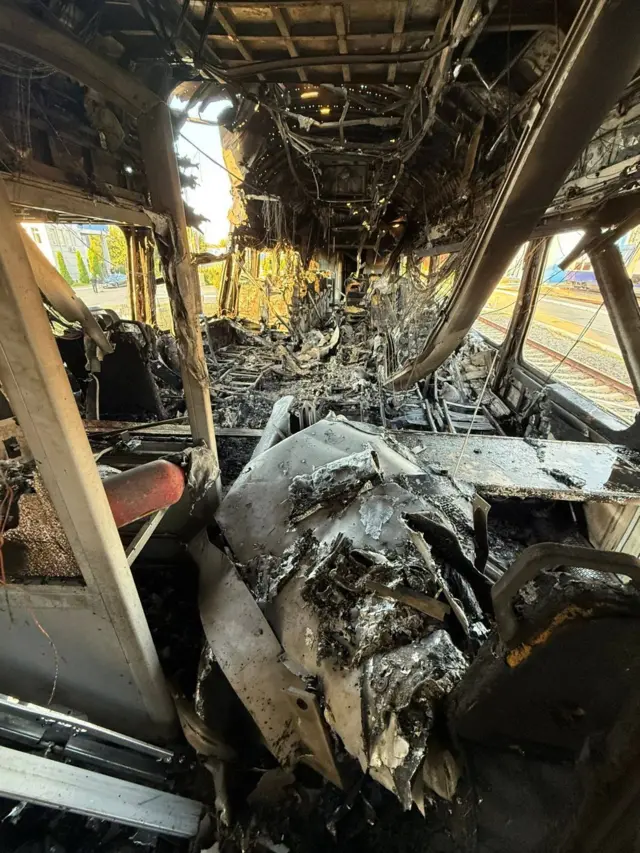 Згорілий потяг Інтерсіті+ 