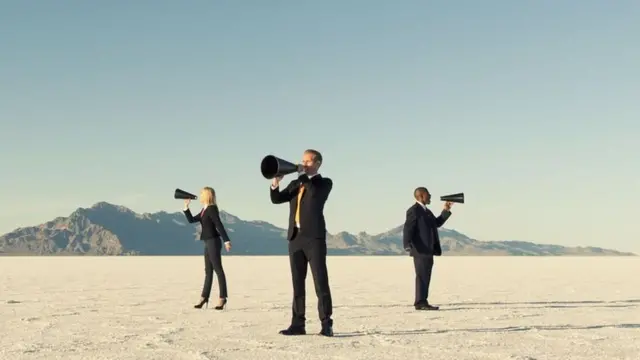 People using megaphones