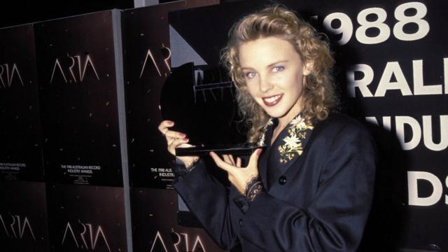 Singer Kylie Minogue at the 1989 Aria Awards in Sydney