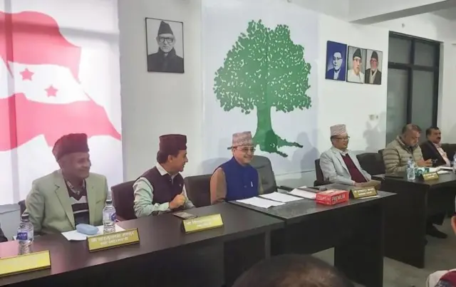 नेपाली कांग्रेस केन्द्रीय समितिको बैठकमा नेताहरू
