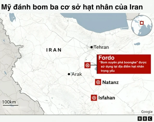 Bản đồ đánh bom Iran