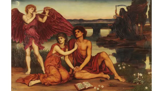 Смерть - повторювана тема у творчості художниці - у картині "Кохання минає" (1883-4) зображена як темний ангел, що тримає косу 