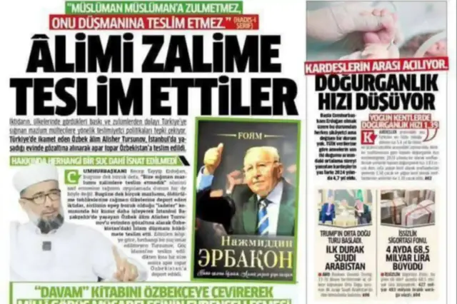 Туркия газетаси бош саҳифаси