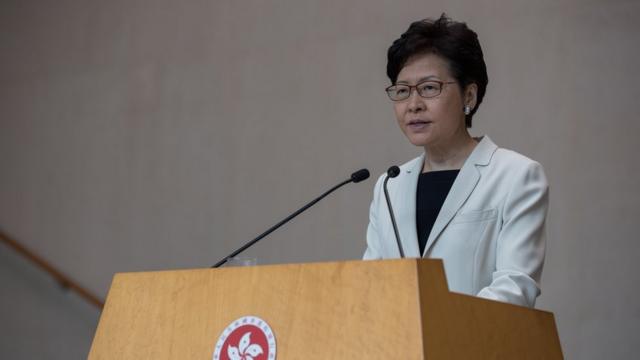 Carrie Lam speaking at a press conference on 17 September 2019
