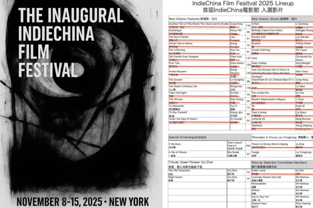 在影展公告取消前，图中红色划线部分为宣布取消放映的电影。