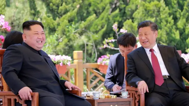 Ông Kim và ông Tập trong một cuộc gặp khá thân mật