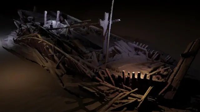 Reconstrucción de un barco griego naufragado.