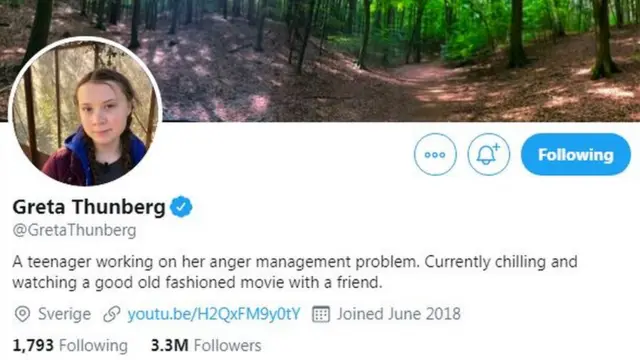 그레타의 트위터 자기 소개