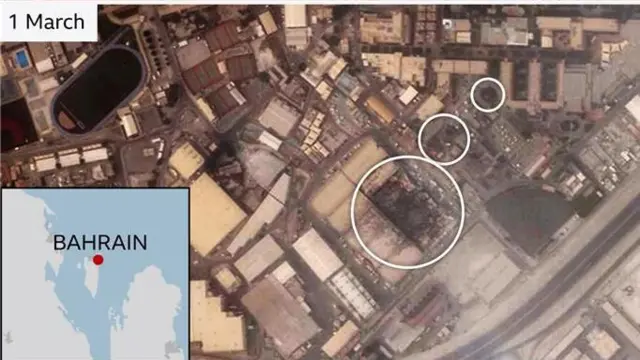 Citra satelit pangkalan Angkatan Laut AS di Bahrain, 11 Maret