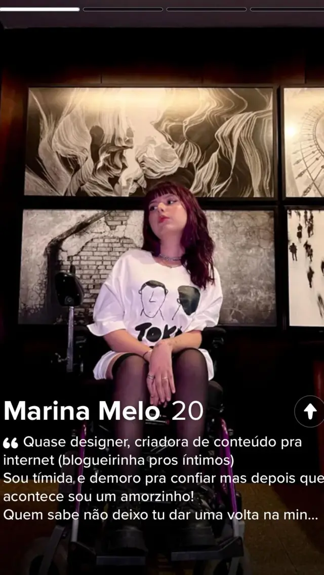 Reprodução do perfil feito por Marina no Tinder