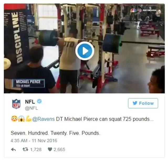 Captura de pantalla de la cuenta de Twitter de la NFL