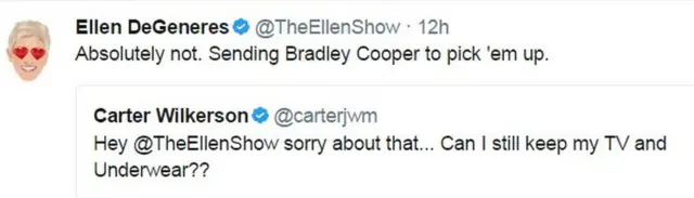 एलेन डीजेनर्स का ट्वीट